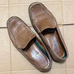 Johnson & Murphy Men's Brown Leather Loafers sheepskin memory foam sz 10